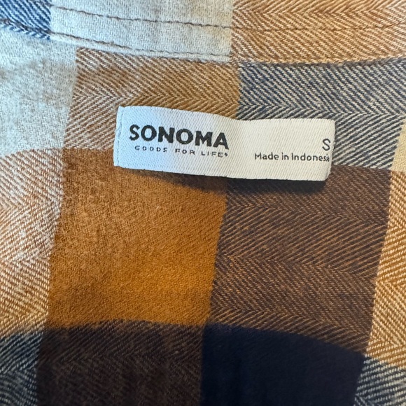 Sonoma Men's Casual Plaid Shirt - Blue, Brown, and White - Picture 4 of 5